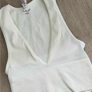 Urban Outfitters Cream Ribbed Tank Top